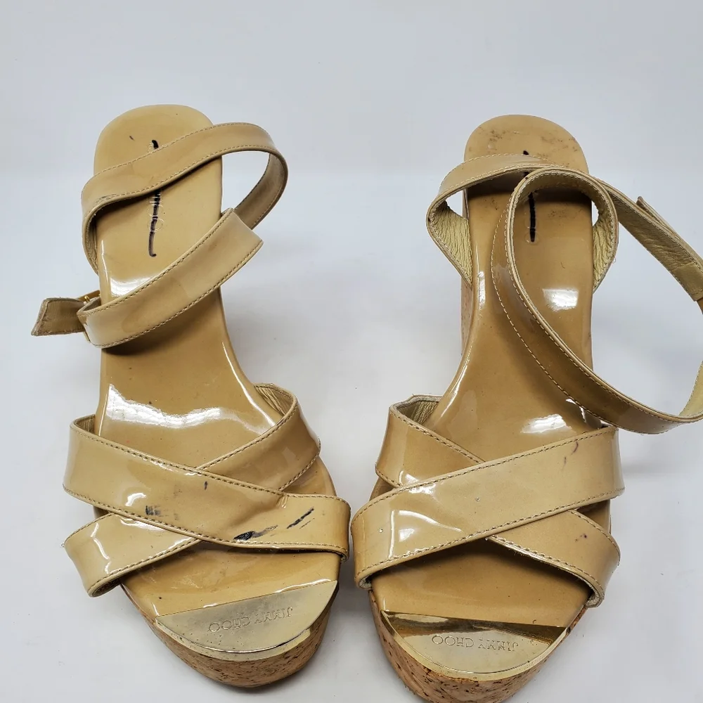 Jimmy Choo Nude Patent Wedges